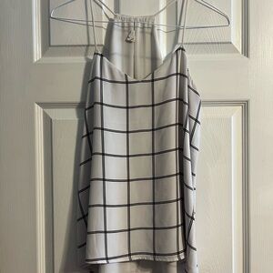 Express White Cami with Black and Brown Windowpane Grid
